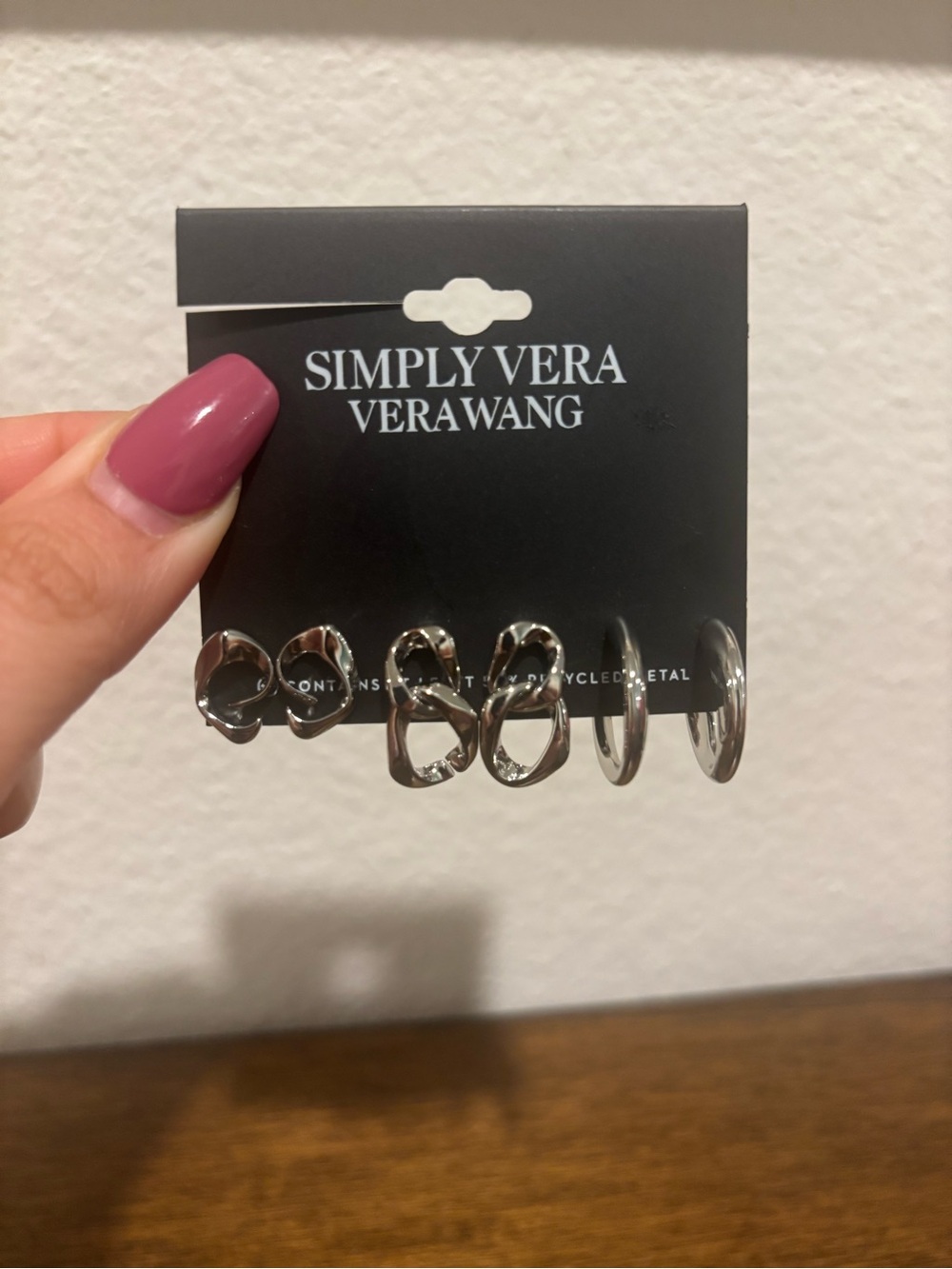 Simply Vera Vera Wang Silver Tone Mixed Hoop and Knot Earring Set - Picture 3 of 5